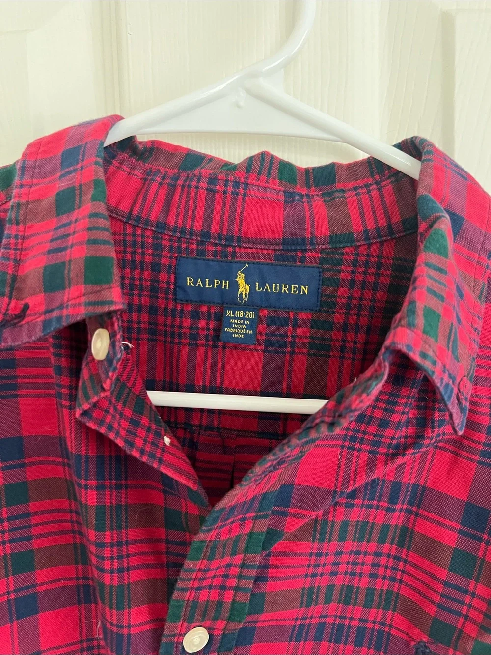 Ralph Lauren boys XL (18-20) Red Plaid Button-Down Shirt